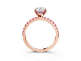 Rose gold Oval Cut Diamond Solitaire Ring with Pavé Band and Four-Prong Setting_3