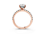 Rose gold Oval Cut Diamond Solitaire Ring with Pavé Band and Four-Prong Setting_3