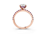 Rose gold Oval Cut Diamond Solitaire Ring with Pavé Band and Four-Prong Setting_3