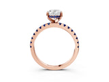 Rose gold Oval Cut Diamond Solitaire Ring with Pavé Band and Four-Prong Setting_3
