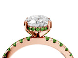 Rose gold Oval Cut Diamond Solitaire Ring with Pavé Band and Four-Prong Setting_4
