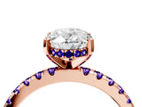 Rose gold Oval Cut Diamond Solitaire Ring with Pavé Band and Four-Prong Setting_4