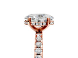 Rose gold Oval Cut Diamond Solitaire Ring with Pavé Band and Four-Prong Setting_5