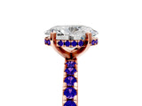 Rose gold Oval Cut Diamond Solitaire Ring with Pavé Band and Four-Prong Setting_5