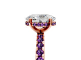 Rose gold Oval Cut Diamond Solitaire Ring with Pavé Band and Four-Prong Setting_5