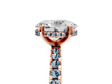Rose gold Oval Cut Diamond Solitaire Ring with Pavé Band and Four-Prong Setting_5