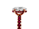Rose gold Oval Cut Diamond Solitaire Ring with Pavé Band and Four-Prong Setting_5