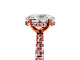 Rose gold Oval Cut Diamond Solitaire Ring with Pavé Band and Four-Prong Setting_5