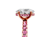Rose gold Oval Cut Diamond Solitaire Ring with Pavé Band and Four-Prong Setting_5