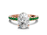 Rose gold Oval Cut Diamond Solitaire Ring with Pavé Band and Four-Prong Setting