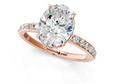 Rose gold Oval Cut Diamond Solitaire Ring with Pavé Band and Hidden Halo_24