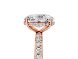 Rose gold Oval Cut Diamond Solitaire Ring with Pavé Band and Hidden Halo_28