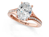 Rose gold Oval Cut Diamond Solitaire Ring with Pavé Band and Prong Setting_13