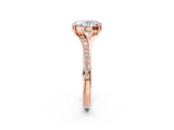 Rose gold Oval Cut Diamond Solitaire Ring with Pavé Band and Prong Setting_14