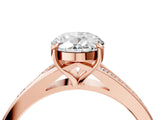 Rose gold Oval Cut Diamond Solitaire Ring with Pavé Band and Prong Setting_16