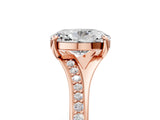 Rose gold Oval Cut Diamond Solitaire Ring with Pavé Band and Prong Setting_17