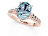 Rose gold Oval Cut Diamond Solitaire Ring with Pavé Band and Prong Setting_1