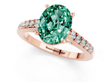 Rose gold Oval Cut Diamond Solitaire Ring with Pavé Band and Prong Setting_1