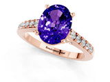 Rose gold Oval Cut Diamond Solitaire Ring with Pavé Band and Prong Setting_1