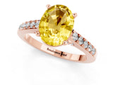 Rose gold Oval Cut Diamond Solitaire Ring with Pavé Band and Prong Setting_1