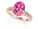 Rose gold Oval Cut Diamond Solitaire Ring with Pavé Band and Prong Setting_1