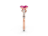 Rose gold Oval Cut Diamond Solitaire Ring with Pavé Band and Prong Setting_2