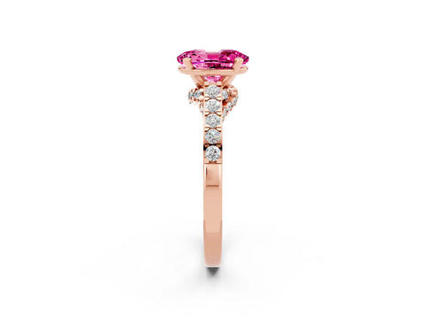 Rose gold Oval Cut Diamond Solitaire Ring with Pavé Band and Prong Setting_2