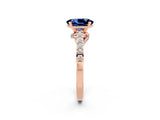 Rose gold Oval Cut Diamond Solitaire Ring with Pavé Band and Prong Setting_2