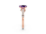 Rose gold Oval Cut Diamond Solitaire Ring with Pavé Band and Prong Setting_2