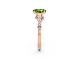 Rose gold Oval Cut Diamond Solitaire Ring with Pavé Band and Prong Setting_2
