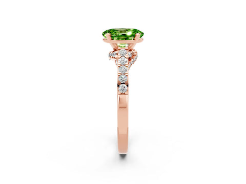 Rose gold Oval Cut Diamond Solitaire Ring with Pavé Band and Prong Setting_2