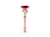 Rose gold Oval Cut Diamond Solitaire Ring with Pavé Band and Prong Setting_2