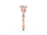 Rose gold Oval Cut Diamond Solitaire Ring with Pavé Band and Prong Setting_2