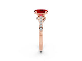 Rose gold Oval Cut Diamond Solitaire Ring with Pavé Band and Prong Setting_2