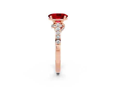 Rose gold Oval Cut Diamond Solitaire Ring with Pavé Band and Prong Setting_2