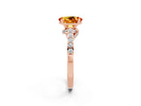 Rose gold Oval Cut Diamond Solitaire Ring with Pavé Band and Prong Setting_2
