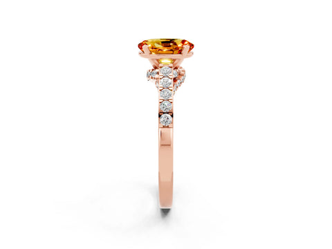 Rose gold Oval Cut Diamond Solitaire Ring with Pavé Band and Prong Setting_2