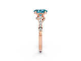 Rose gold Oval Cut Diamond Solitaire Ring with Pavé Band and Prong Setting_2