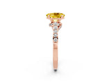 Rose gold Oval Cut Diamond Solitaire Ring with Pavé Band and Prong Setting_2