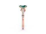 Rose gold Oval Cut Diamond Solitaire Ring with Pavé Band and Prong Setting_2