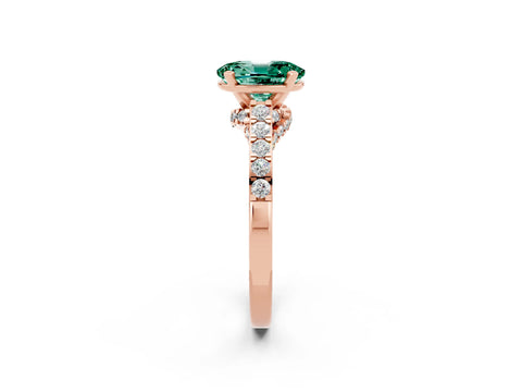 Rose gold Oval Cut Diamond Solitaire Ring with Pavé Band and Prong Setting_2