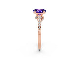 Rose gold Oval Cut Diamond Solitaire Ring with Pavé Band and Prong Setting_2