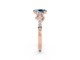 Rose gold Oval Cut Diamond Solitaire Ring with Pavé Band and Prong Setting_2