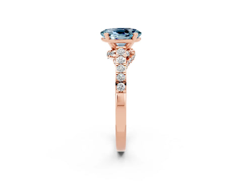 Rose gold Oval Cut Diamond Solitaire Ring with Pavé Band and Prong Setting_2