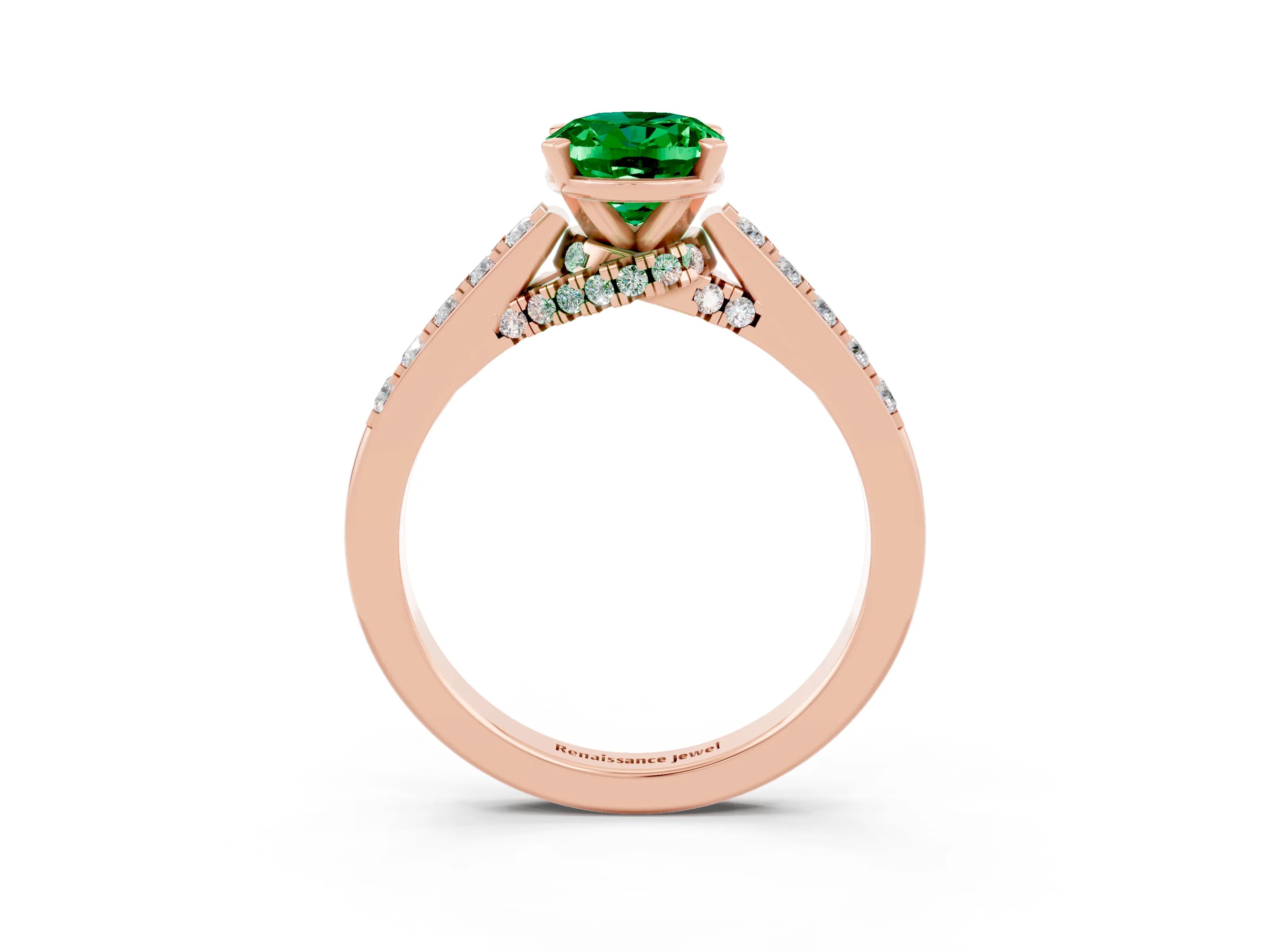 Rose gold Oval Cut Diamond Solitaire Ring with Pavé Band and Prong Setting_3
