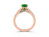 Rose gold Oval Cut Diamond Solitaire Ring with Pavé Band and Prong Setting_3