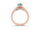 Rose gold Oval Cut Diamond Solitaire Ring with Pavé Band and Prong Setting_3