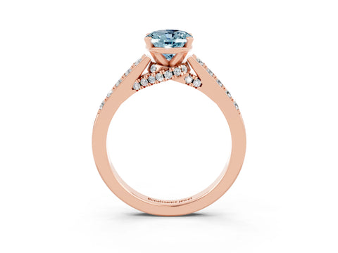 Rose gold Oval Cut Diamond Solitaire Ring with Pavé Band and Prong Setting_3