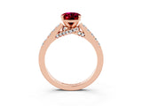 Rose gold Oval Cut Diamond Solitaire Ring with Pavé Band and Prong Setting_3