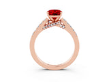 Rose gold Oval Cut Diamond Solitaire Ring with Pavé Band and Prong Setting_3